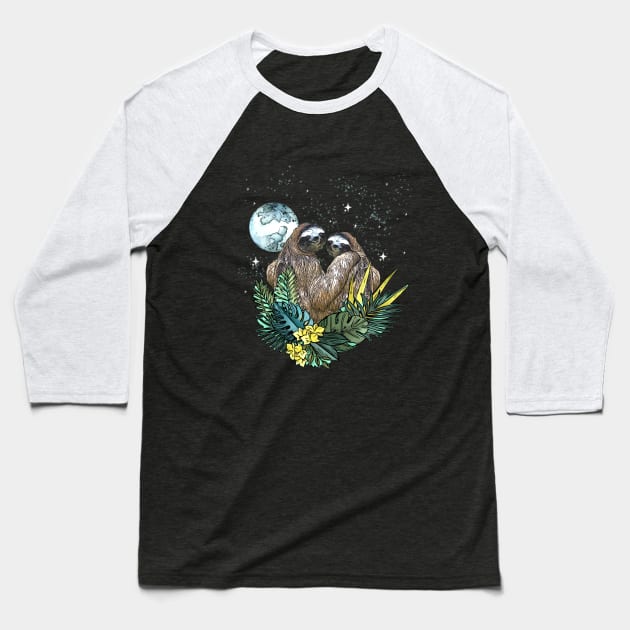 Sloths in love, lovers couple cute Baseball T-Shirt by Collagedream